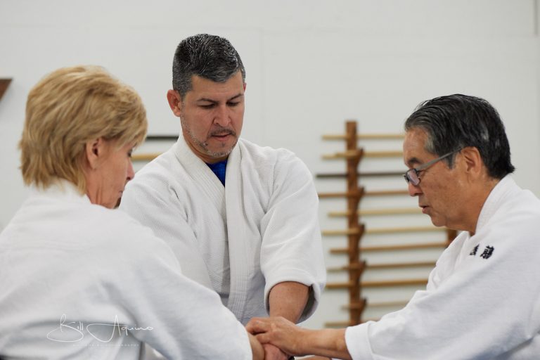 Goto Sensei pointing out a detail during aikido seminar in 2017